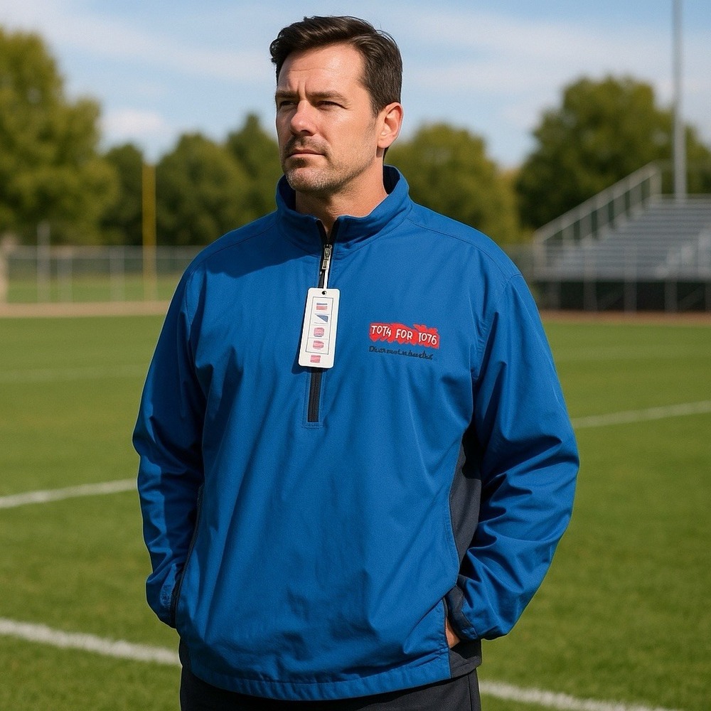 North End Jacket Mens L‎ Blue Windbreaker Quarter Zip Pullover Sporty Casual